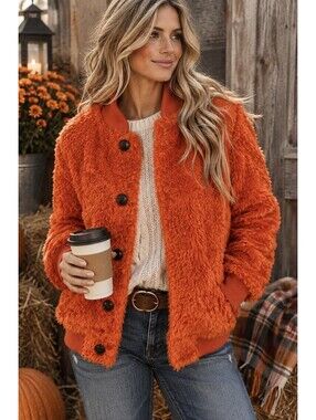 Ines de la Fressange x Uniqlo Burnt Orange Bomber Coat 70s Collegiate Retro M